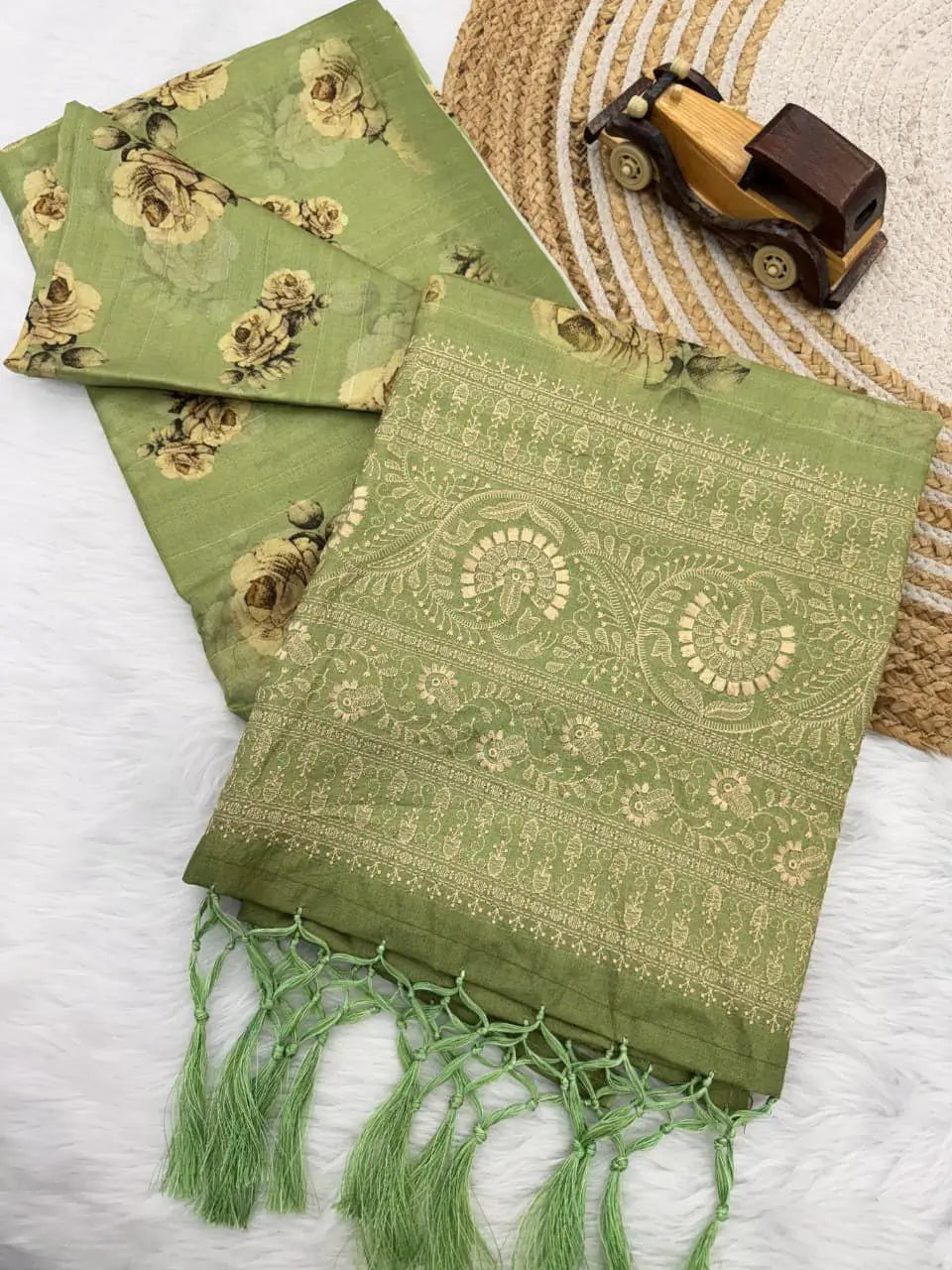 Pure Tussar Silk Digital Floral Print Saree