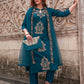 Pure Viscose Rayon Slub Embroidered Kurta Set with Organza Dupatta