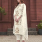 Pure Viscose Rayon Slub Embroidered Kurta Set with Organza Dupatta