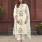 Pure Viscose Rayon Slub Embroidered Kurta Set with Organza Dupatta