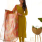 Pure Viscose Straight Kurta Set with Organza Printed Dupatta