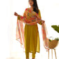 Pure Viscose Straight Kurta Set with Organza Printed Dupatta