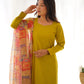 Pure Viscose Straight Kurta Set with Organza Printed Dupatta