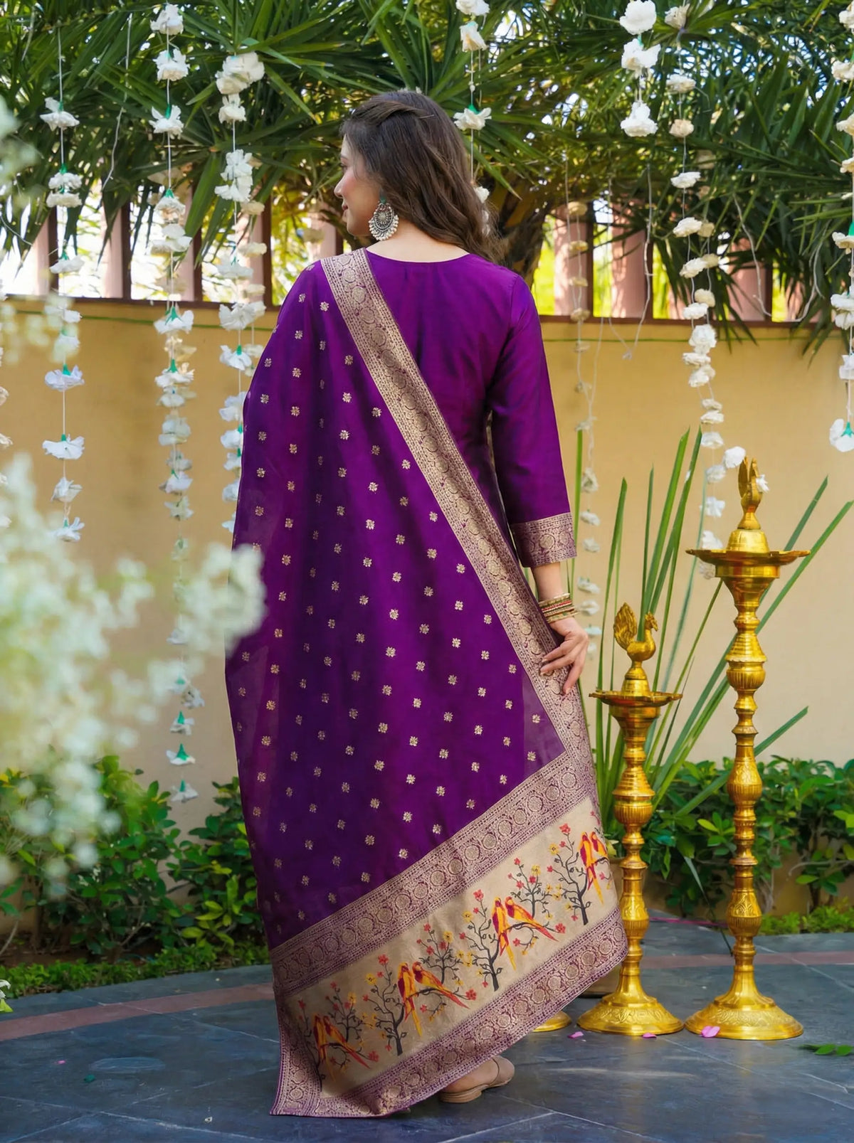 Purple Banarasi Jacquard Kurta