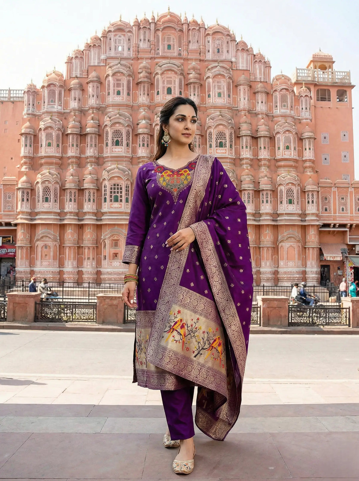 Purple Banarasi Jacquard Kurta