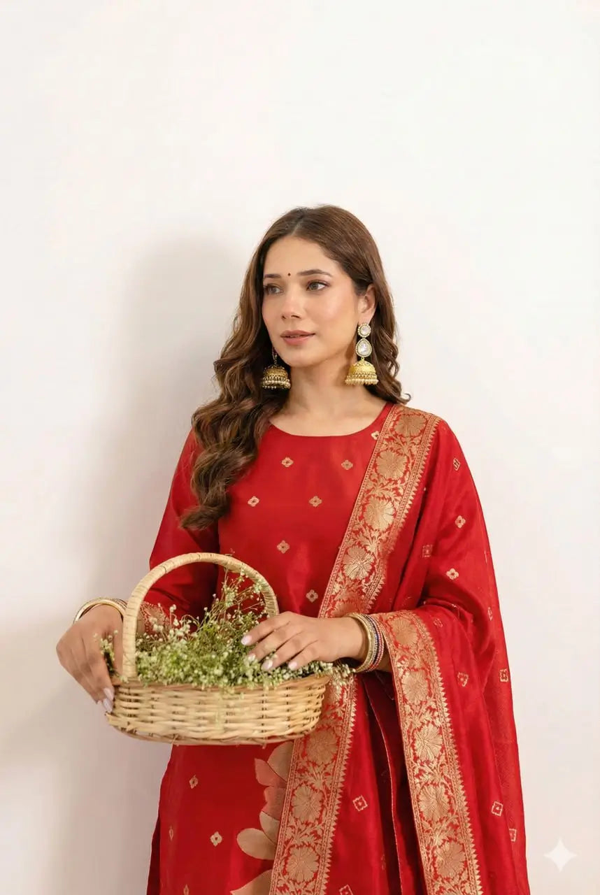 Purple Banarasi Jacquard Kurta