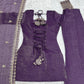 Purple Crinkle Silk Kurta Bell Bottom Set