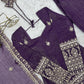 Purple Crinkle Silk Kurta Bell Bottom Set