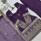 Purple Crinkle Silk Kurta Bell Bottom Set