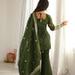 Purple Crinkle Silk Kurta Bell Bottom Set