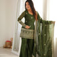 Purple Crinkle Silk Kurta Bell Bottom Set