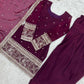 Purple Crinkle Silk Kurta Bell Bottom Set