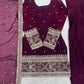 Purple Crinkle Silk Kurta Bell Bottom Set