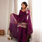 Purple Crinkle Silk Kurta Bell Bottom Set
