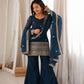 Purple Crinkle Silk Kurta Bell Bottom Set