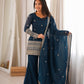 Purple Crinkle Silk Kurta Bell Bottom Set