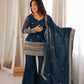 Purple Crinkle Silk Kurta Bell Bottom Set