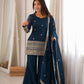 Purple Crinkle Silk Kurta Bell Bottom Set
