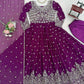 Purple Faux Georgette Anarkali Set with Sequin Thread Embroidery and Dupatta