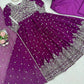 Purple Faux Georgette Anarkali Set with Sequin Thread Embroidery and Dupatta