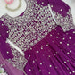 Purple Faux Georgette Anarkali Set with Sequin Thread Embroidery and Dupatta