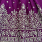 Purple Faux Georgette Anarkali Set with Sequin Thread Embroidery and Dupatta