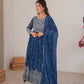 Purple Faux Georgette Anarkali Set with Sequin Thread Embroidery and Dupatta
