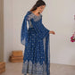 Purple Faux Georgette Anarkali Set with Sequin Thread Embroidery and Dupatta