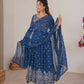 Purple Faux Georgette Anarkali Set with Sequin Thread Embroidery and Dupatta