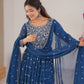 Purple Faux Georgette Anarkali Set with Sequin Thread Embroidery and Dupatta