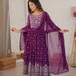 Purple Faux Georgette Anarkali Set with Sequin Thread Embroidery and Dupatta