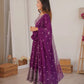 Purple Faux Georgette Anarkali Set with Sequin Thread Embroidery and Dupatta