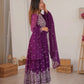 Purple Faux Georgette Anarkali Set with Sequin Thread Embroidery and Dupatta