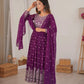 Purple Faux Georgette Anarkali Set with Sequin Thread Embroidery and Dupatta