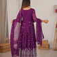 Purple Faux Georgette Anarkali Set with Sequin Thread Embroidery and Dupatta