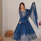 Purple Faux Georgette Anarkali Set with Sequin Thread Embroidery and Dupatta