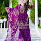 Purple Fox Georgette Palazzo Suit with Organza Dupatta | Sequin Embroidery Work