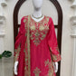 Purple-Pink Chinon Silk Kurta Palazzo Set with Dupatta