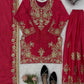 Purple-Pink Chinon Silk Kurta Palazzo Set with Dupatta