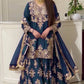 Purple-Pink Chinon Silk Kurta Palazzo Set with Dupatta
