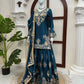 Purple-Pink Chinon Silk Kurta Palazzo Set with Dupatta