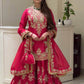 Purple-Pink Chinon Silk Kurta Palazzo Set with Dupatta