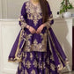 Purple-Pink Chinon Silk Kurta Palazzo Set with Dupatta