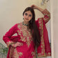 Purple-Pink Chinon Silk Kurta Palazzo Set with Dupatta