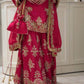 Purple-Pink Chinon Silk Kurta Palazzo Set with Dupatta