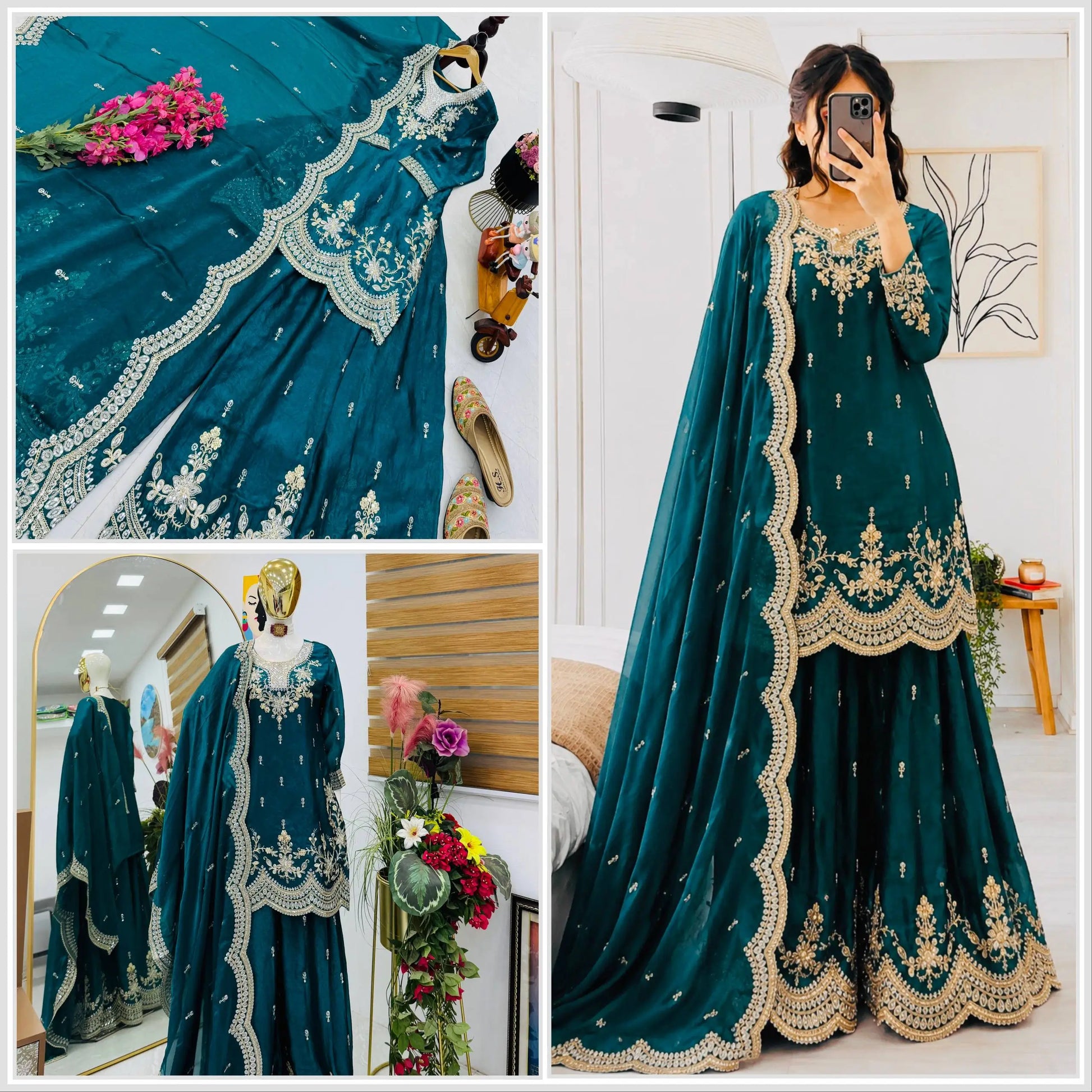 Purple Shimmer Satin Sharara Set with Dupatta