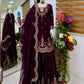 Purple Shimmer Satin Sharara Set with Dupatta