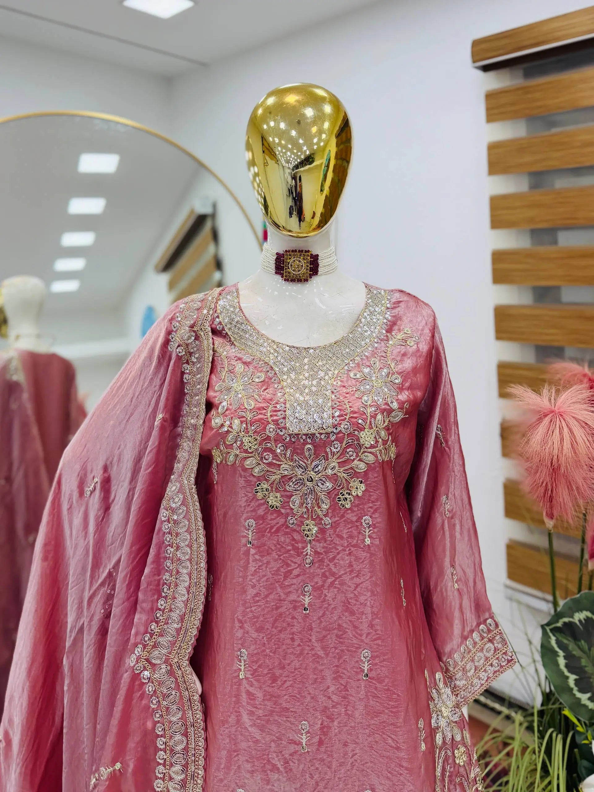 Purple Shimmer Satin Sharara Set with Dupatta