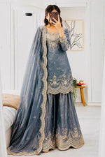 Purple Shimmer Satin Sharara Set with Dupatta