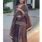 Purple Twil Gold Net Embroidered Palazzo Set with Sequins & Dupatta